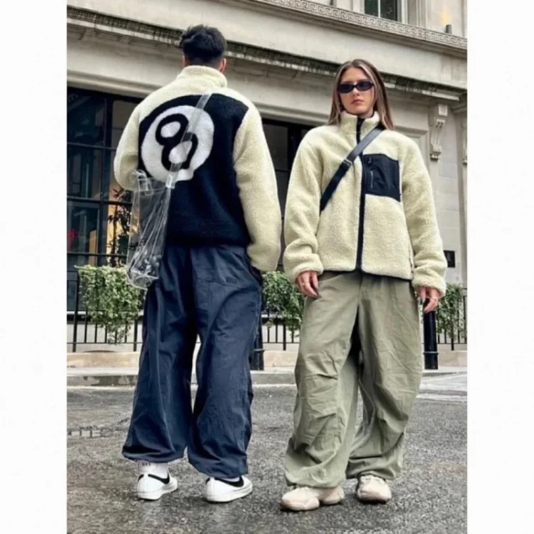 '8 Ball Black and Beige Fleece