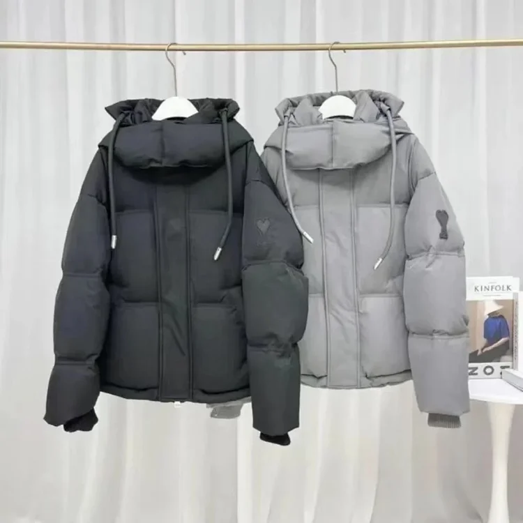 'Black and Grey Hooded Puffer 
